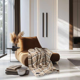 Evening Tales - Pure New Wool Blanket - Checkmate Latte